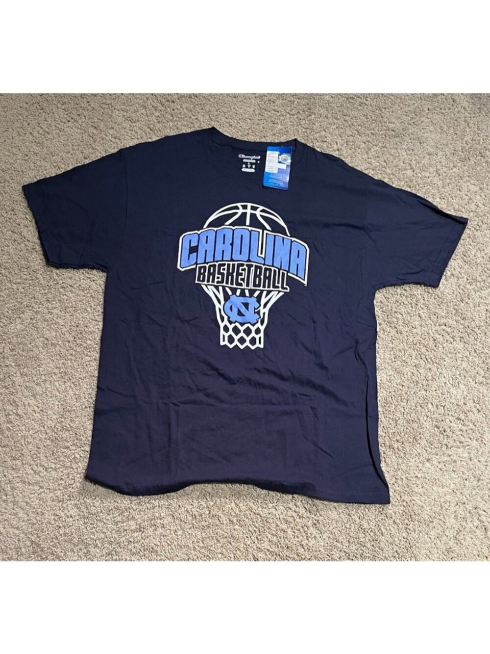 Champion North Carolina Tar Heels Basketball Navy Shirt Size L